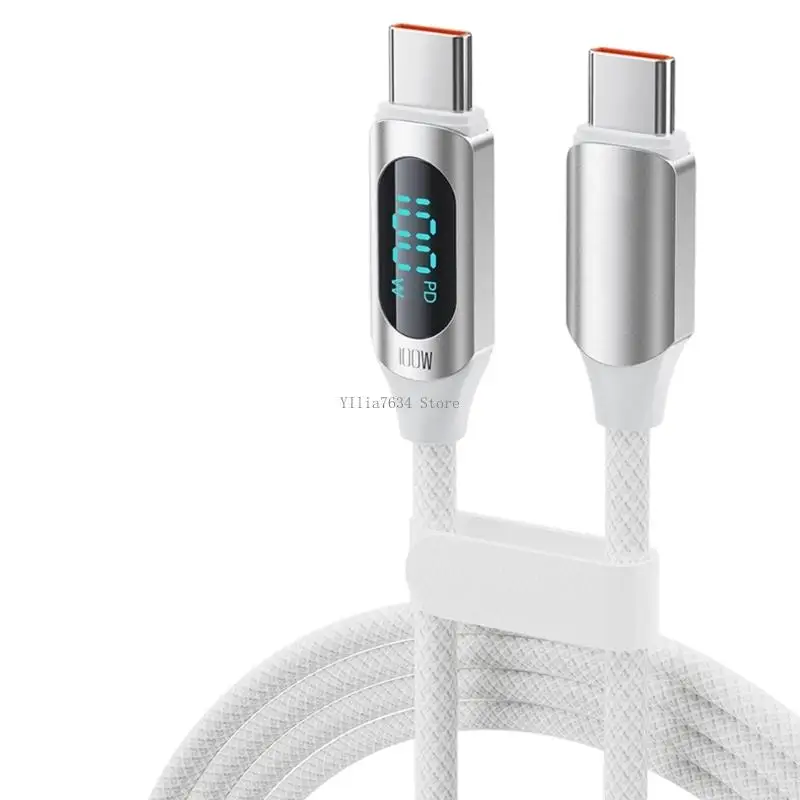  Pd100W Fast Charging USB C Cable with Braided Build and Power Readout Display