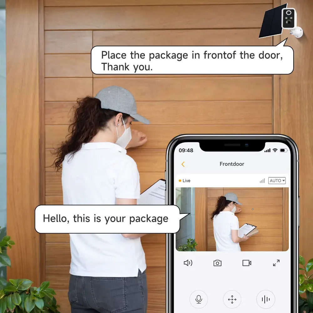 2K WiFi Outdoor Solar Camera Mini Wireless Low Power Battery Security Camera AI Motion Detection 1080P Night Vision Surveillance