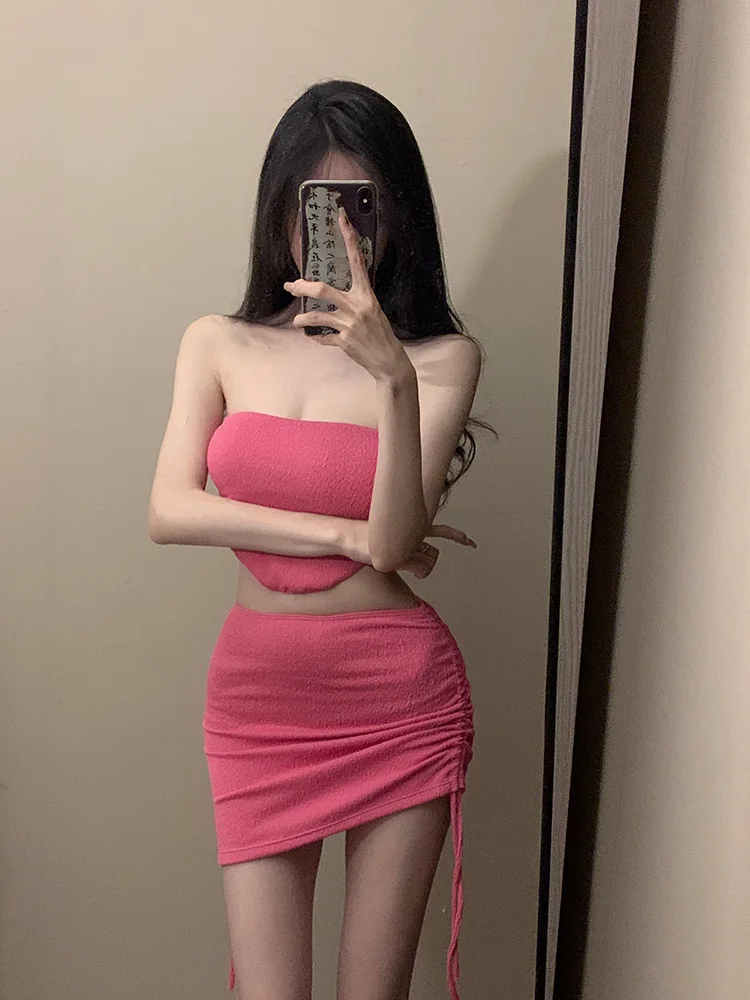 

Сексуальный комплект бикини: топ и плавки, раздельный пляжный купальник для женщин, летний модный комплект из двух предметов для пляжных фотосессий, укороченный топ