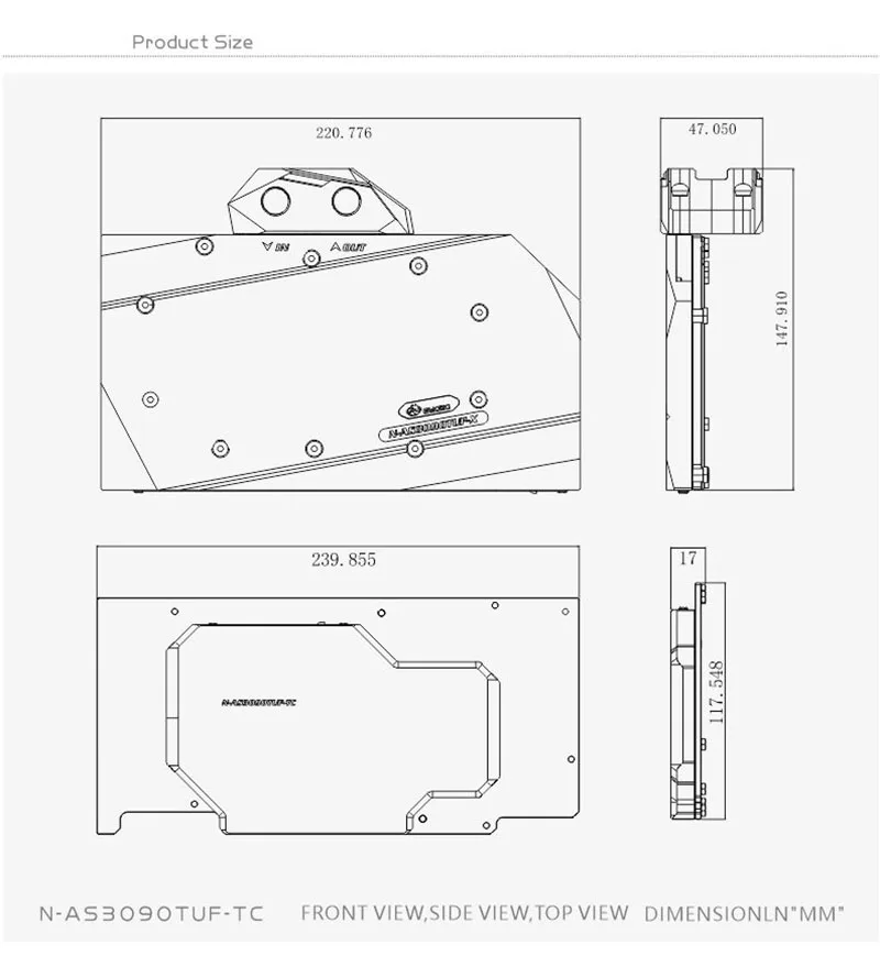 Bykski水ブロック使用forasus tuf RTX3080 10グラムゲーム/RTX3090 24グラムバックプレーン水冷gpuカード/フルカバー銅ラジエーター