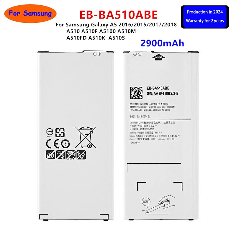 Brand New EB-BA510ABE 2900mAh Battery For Samsung Galaxy A5 2016/2015/2017/2018 A510 A510F A5100 A510M  A510FD A510K  A510S