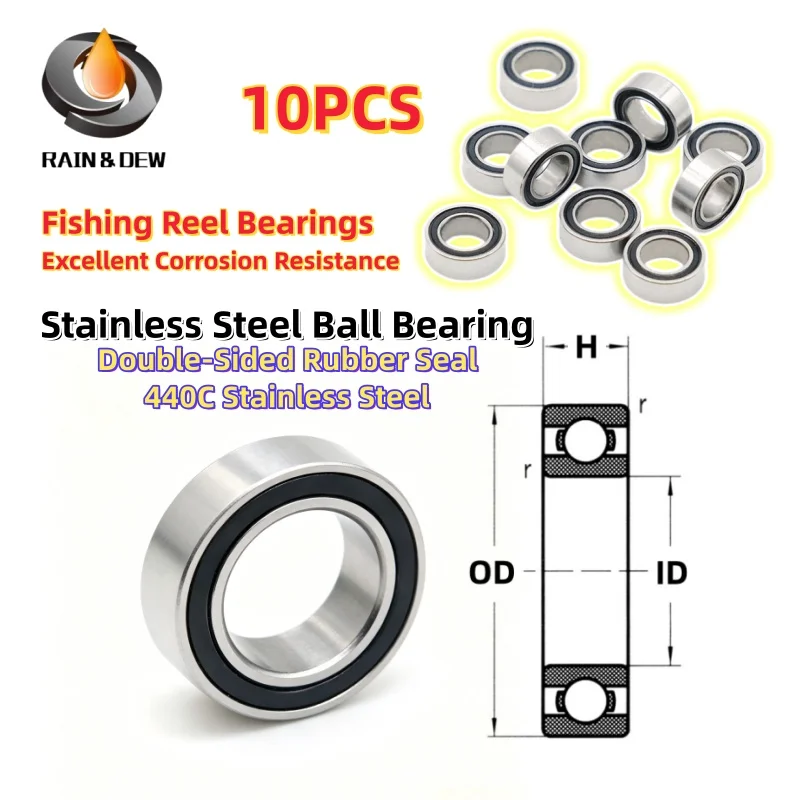 10 SZT. SMR74RS 4x7x2,5 mm Łożysko ze Stali Nierdzewnej 440C Otwór 3mm 4mm 5mm 6mm 7mm 8mm 9mm 10mm Kołowrotek Wędkarski 3x10x4 5x8x2,5 5x10x4mm