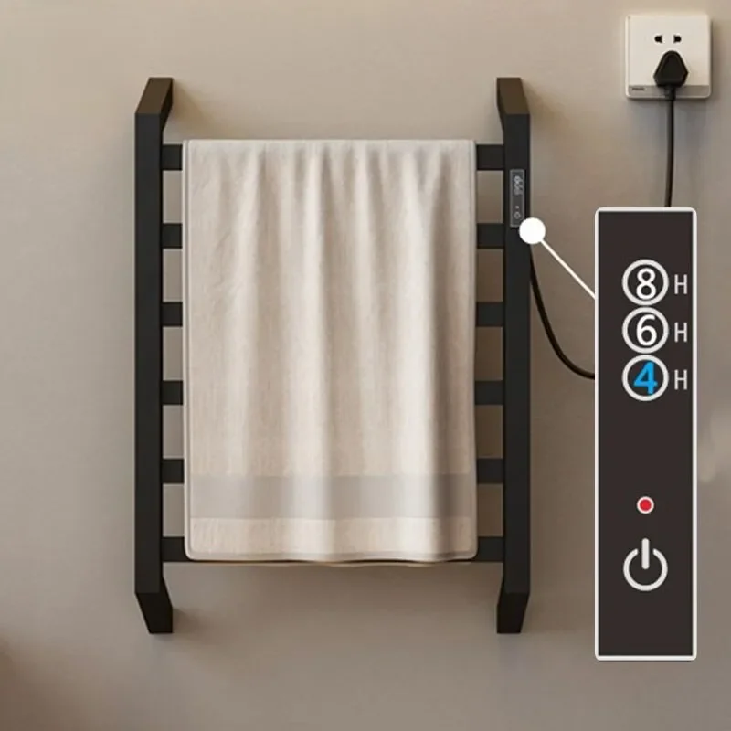 Thermostatic Time Off Electric Towel Rack Stainless Steel Drying Rack, Bath    Rack，Black/White,60CM*40CM