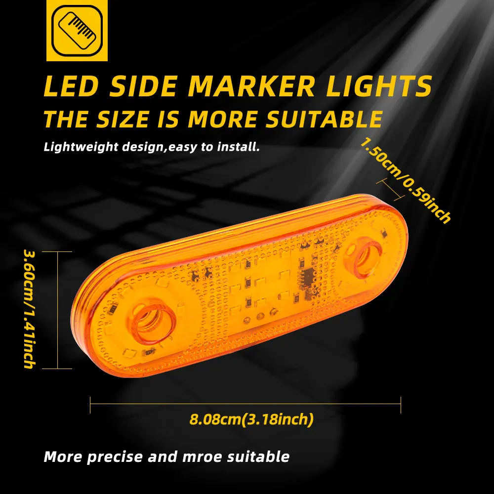 2pcs 12-24V LED Side Marker Lights Stobe Front Rear Clearance Indicator Lamp Truck Accessorie for Scania Trailer BUS Van Caravan
