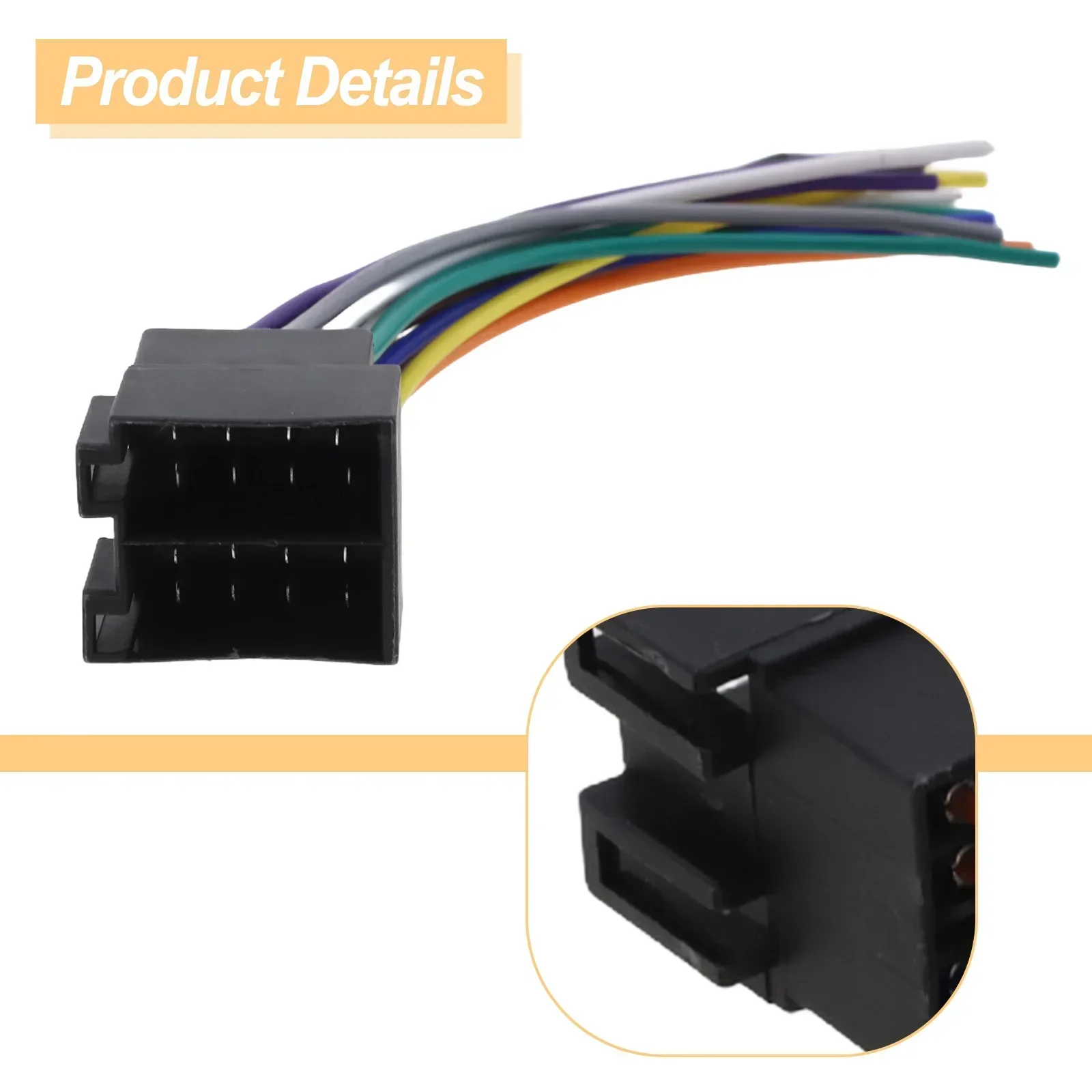 

1x Car Power Adapter Auto Replacement Male ISO Connector Plug Radio Cable Harness Fits For Most Radios Plug And Play Accessories