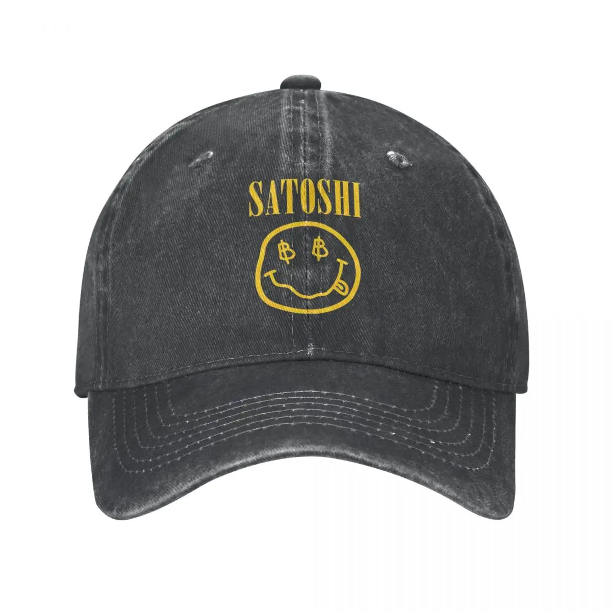 Satoshi Yellow Funny Merchandise Men Women Baseball Cap Distressed Denim Hats Cap Vintage Outdoor Workouts Gift Headwear