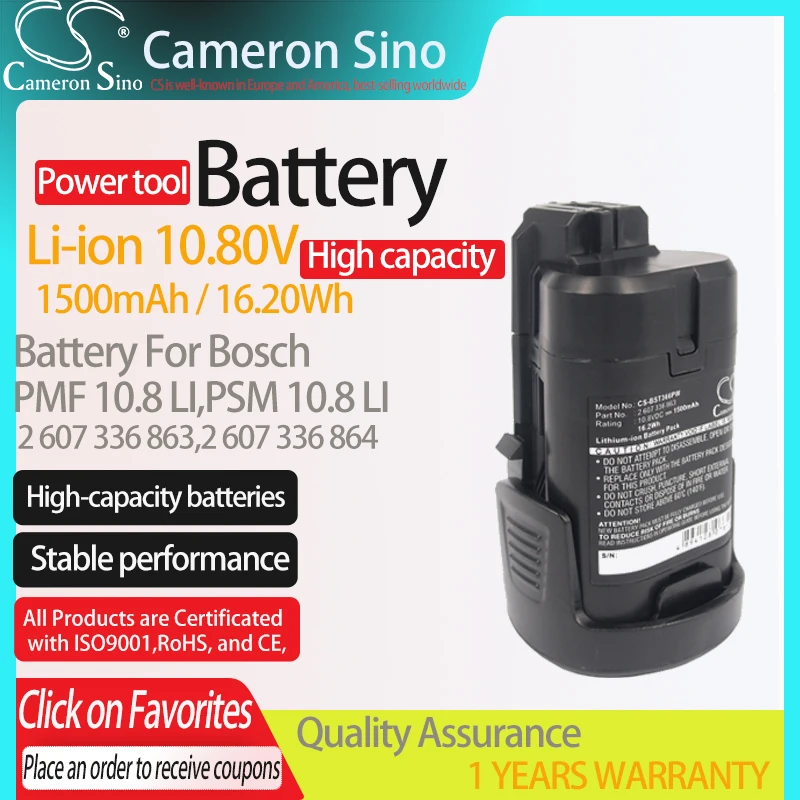 CS Battery For Bosch PMF 10.8 LI PSM 10.8 LI PSR 10.8 Li-2 AHS 35-15 Li Fits 2 607 336 864/863 Power Tools Replacement Battery