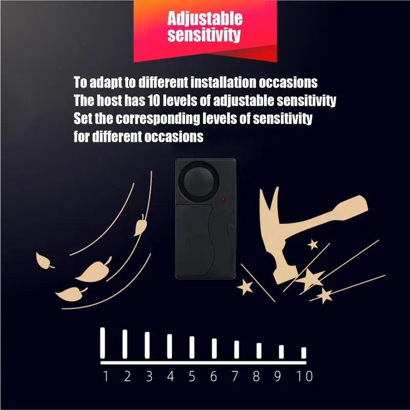 Alarma de motocicleta 110dB Sensor de vibración portátil alarma dispositivo antirrobo motocicleta antirrobo volumen ajustable antirrobo