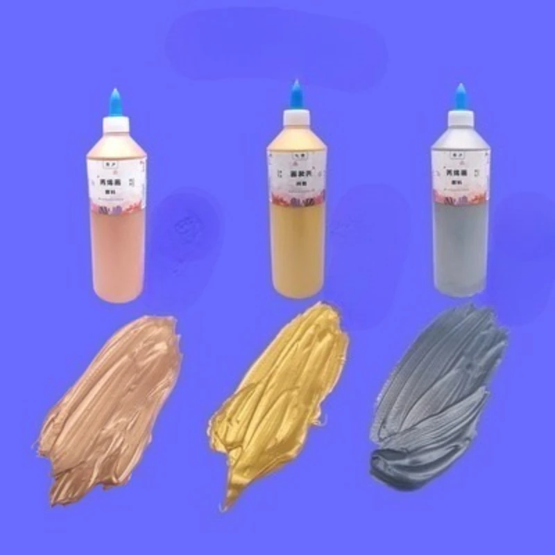 500ml Metallic Acrylic Pigment Gold Silver Bronze Waterproof Paint for Wall Mural Gypsum DIY Graffiti Craft