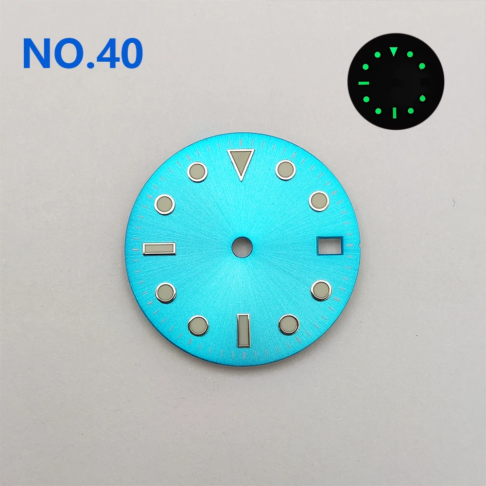 NH35 Dial 28.5mm Watch Dial Green Luminous Watch Sterile Dial Watch Parts Watch Face Suitable for NH35/NH36 Movement Custom Logo