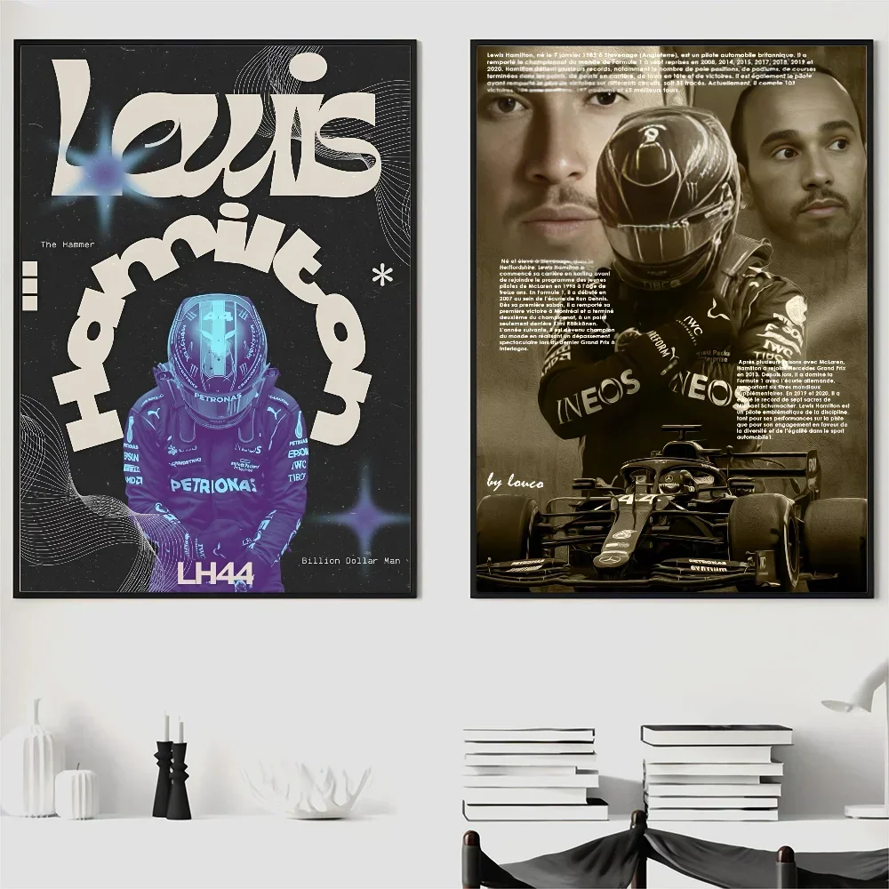 F1 بطل السباق الأسطوري شخصية L-Lewis هاميلتون المشارك ذاتية اللصق الفن ورق مقاوم للماء ملصق مقهى غرفة البار #5