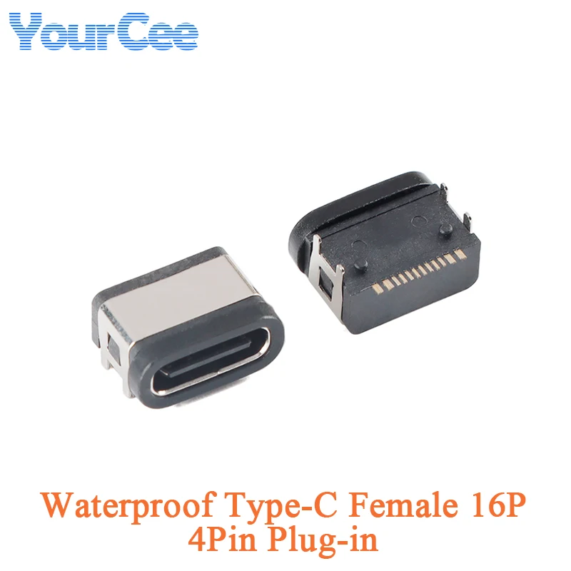 5Pcs Waterproof Type-C Female Connector 6PIN 16PIN Vertical SMD High Current Fast Charging Jack Port USB-C Charger Plug Socket