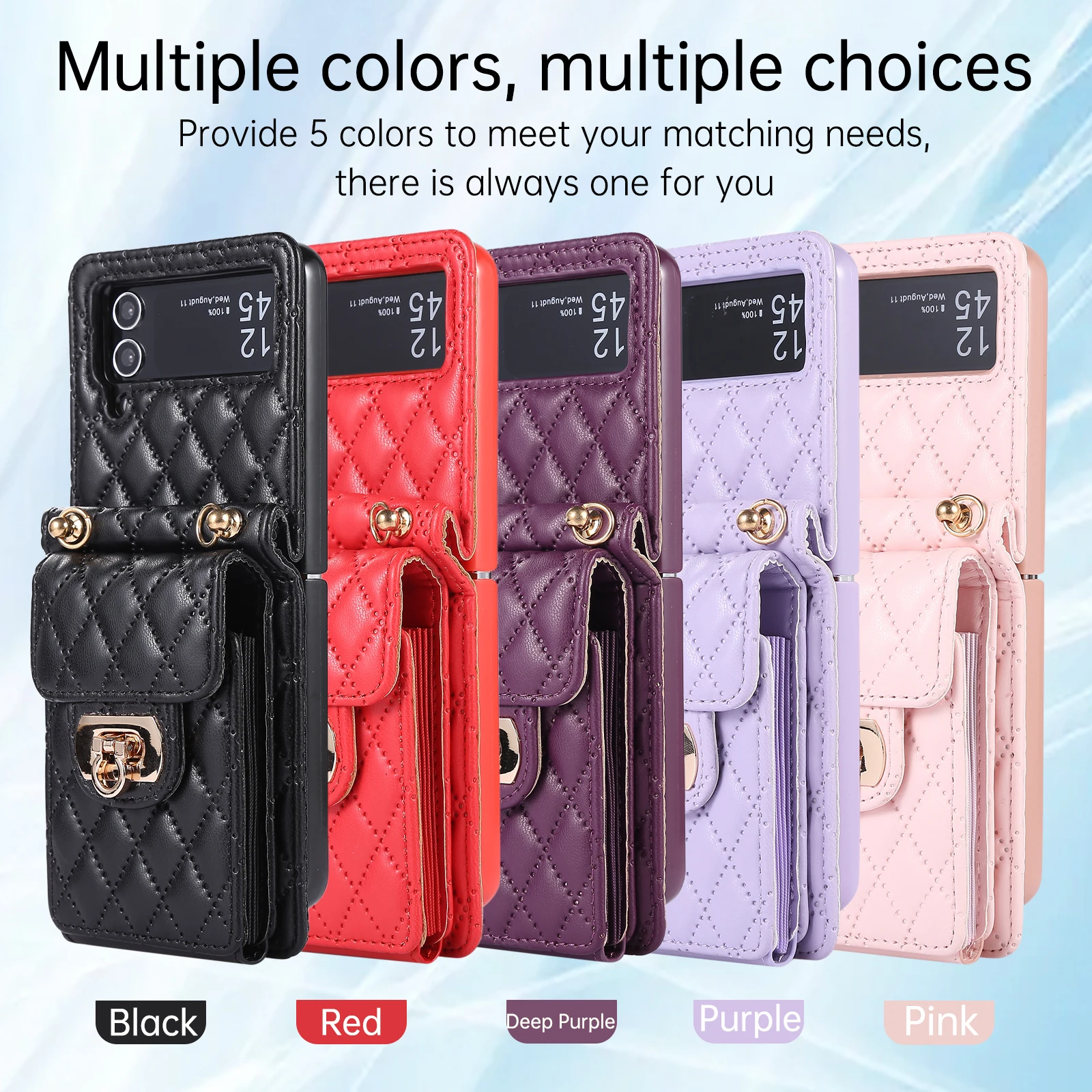 

Shoulder Crossbody Lanyard Rope Wallet Card Bag Pu Leather Case For Samsung Galaxy Z Flip 7 6 5 4 3 TPU Cover