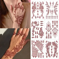 Waterproof Henna Tattoo Stickers for Hand Foot Body Art Flower Moon Temporary Tattoo Mandala Mehndi Fake Tattoo Festival Wedding