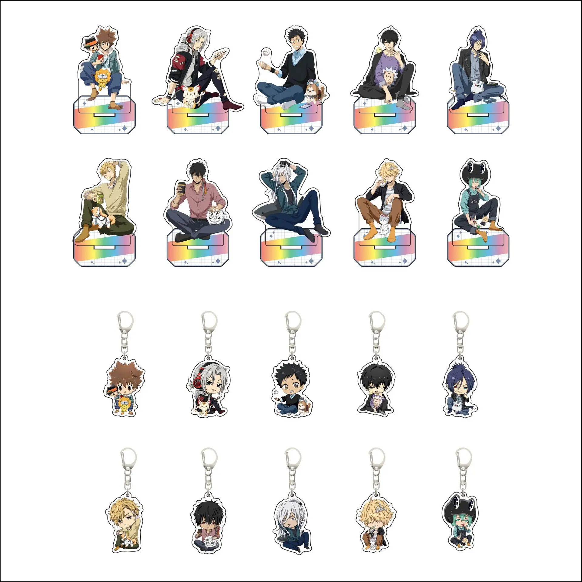 سواادا تسونايوشي أنيمي المفاتيح ‌ سلسلة مفاتيح هيتمان ريبورن للرجال للنساء ياماموتو تاكيشي شخصية أكريليك كيرينغ قلادة هدايا