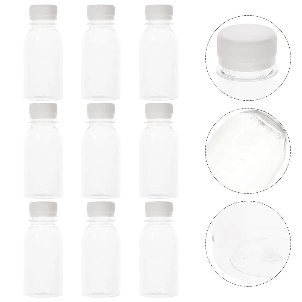 

12pcs Transparent Milk Bottles Reusable Juice Containers Leakproof Portable Beverage Bottles For Travel School Outdoor Clear