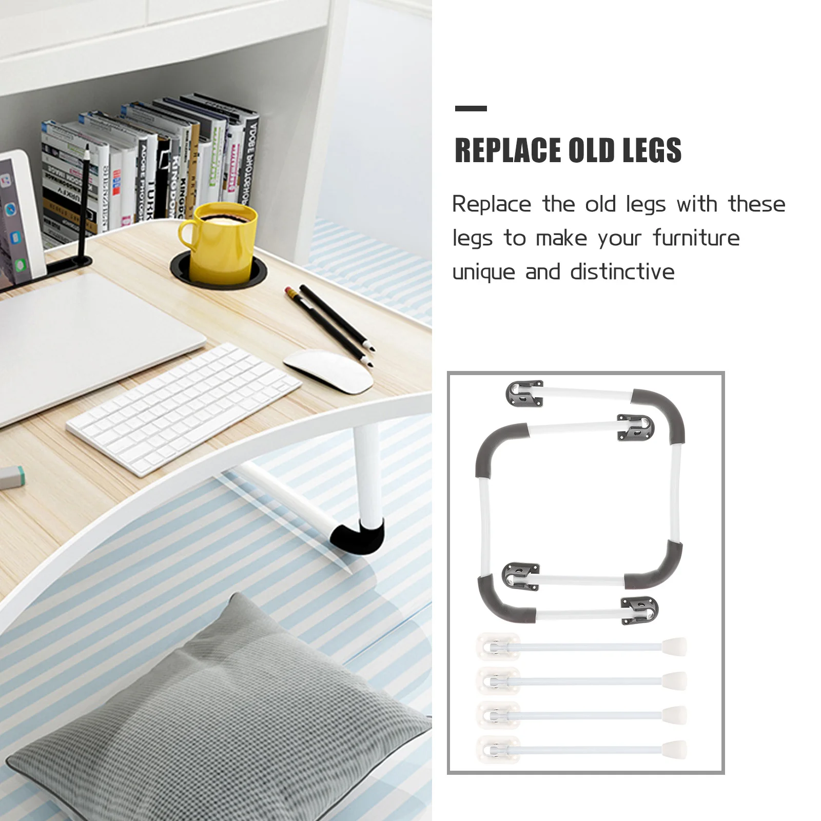 مجموعتان من أرجل المكتب المنزلية، سهلة التركيب، هيكل متين، رائع لمشاريع الأثاث بنفسك، طاولة جانبية صغيرة