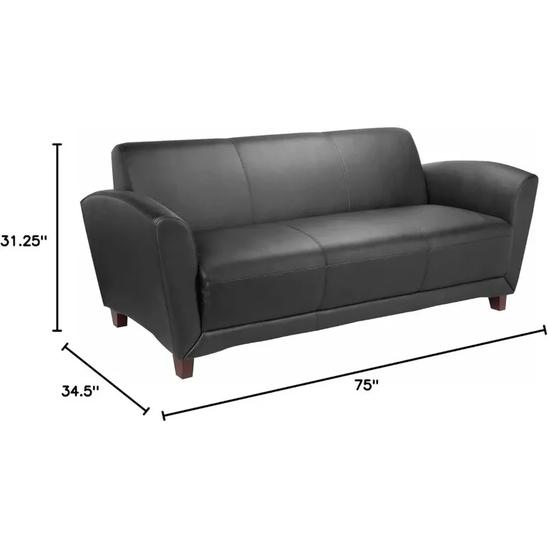 Black Leather Sofa for Living Room, Stylish and Elegant Seating Collection, Comfortable Modern Design
