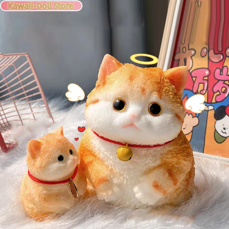 Chat porte-bonheur créatif, chat gingembre mignon, jouet à rebond lent avec argile douce pour presser la décompression, jouet d'ornement cadeau pour enfants