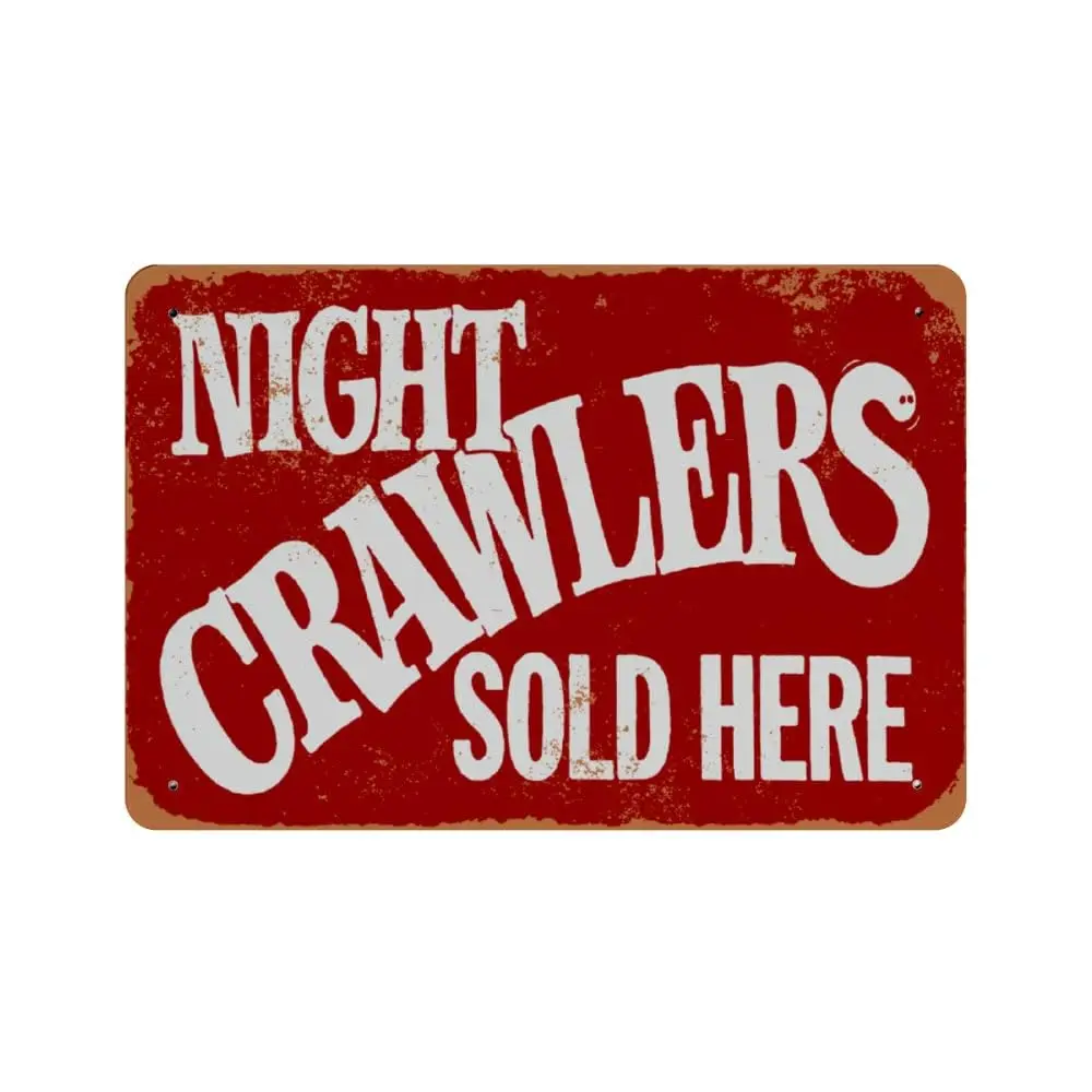 Aluminium Sign Night Crawlers Sold Here Metal Sign Vintage Wall Decor 8