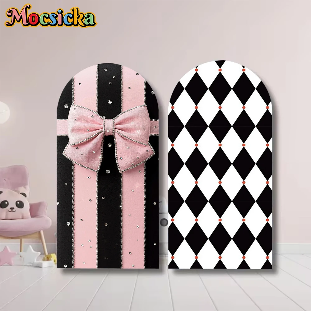 Mocsicka Arch Covers Backdrop Double-Sided Wedding Arched Background Girl Birthday Party Bow Decors Princess Photo Studio Props