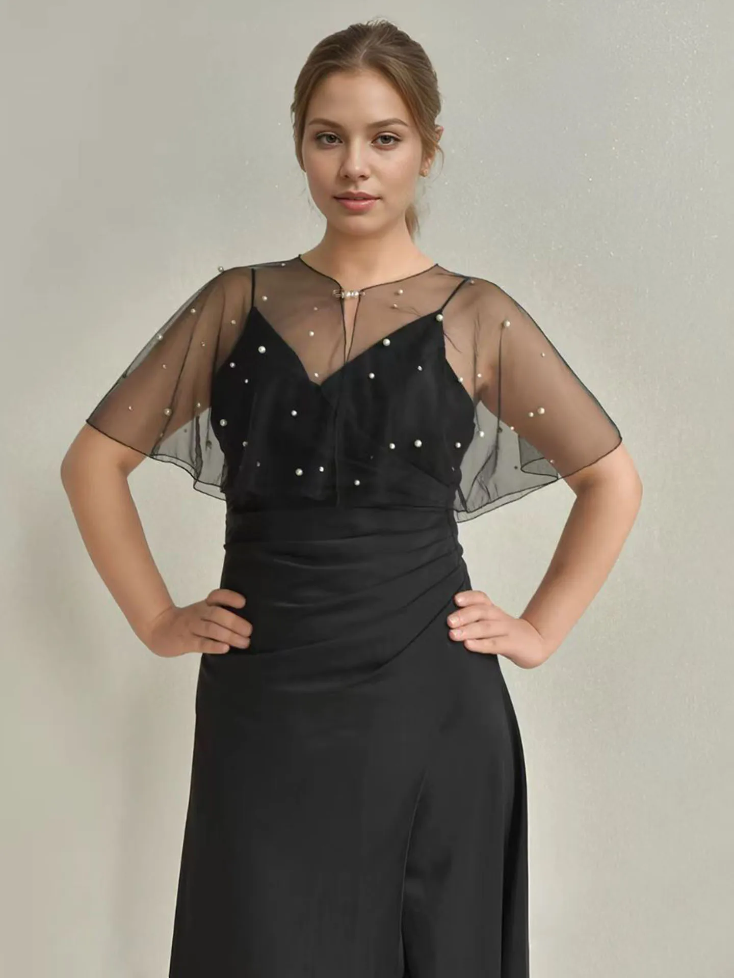 New fashion gold beads tulle fabric french creative prom dress mesh fabric wedding apparel accessories black voile cloth