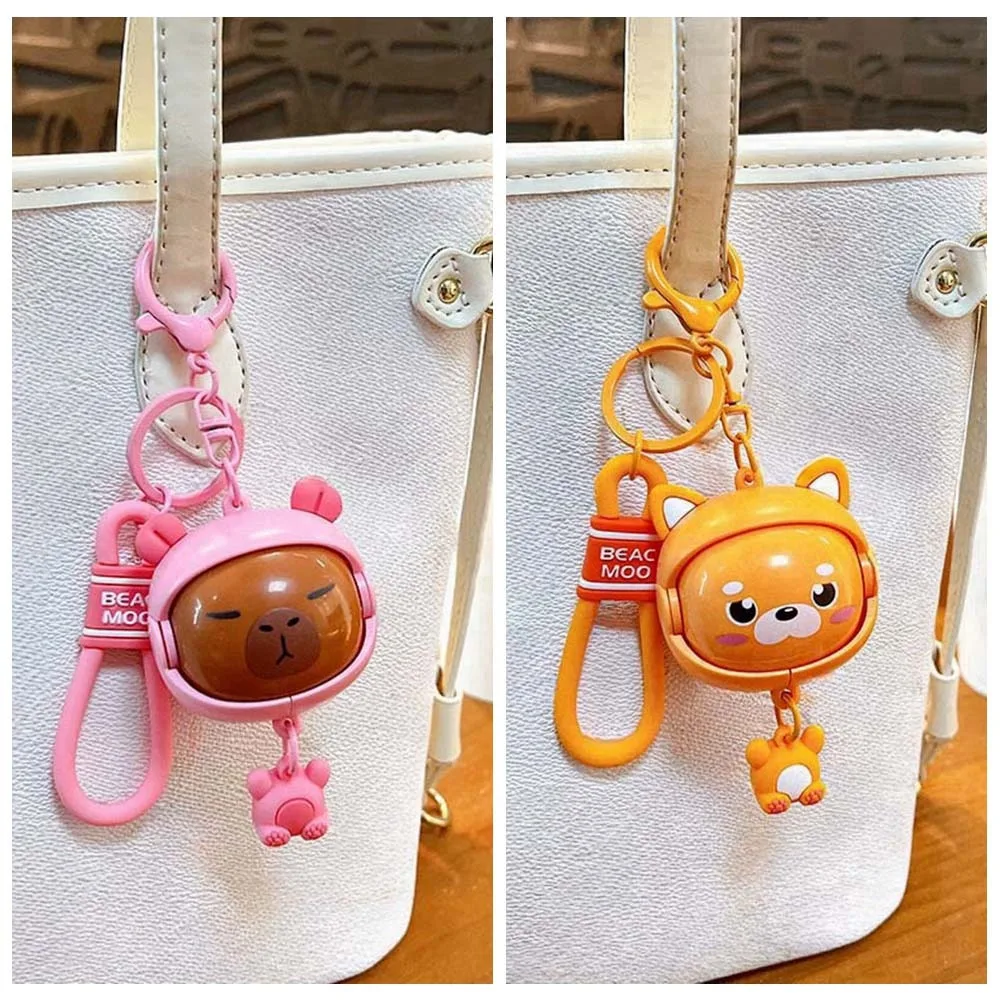 

4 Facial Face Changing Pendant Dog Capybara Shape with Keychain Face Changing Toy Mini DIY Crafts Cartoon Doll Keychain Friends