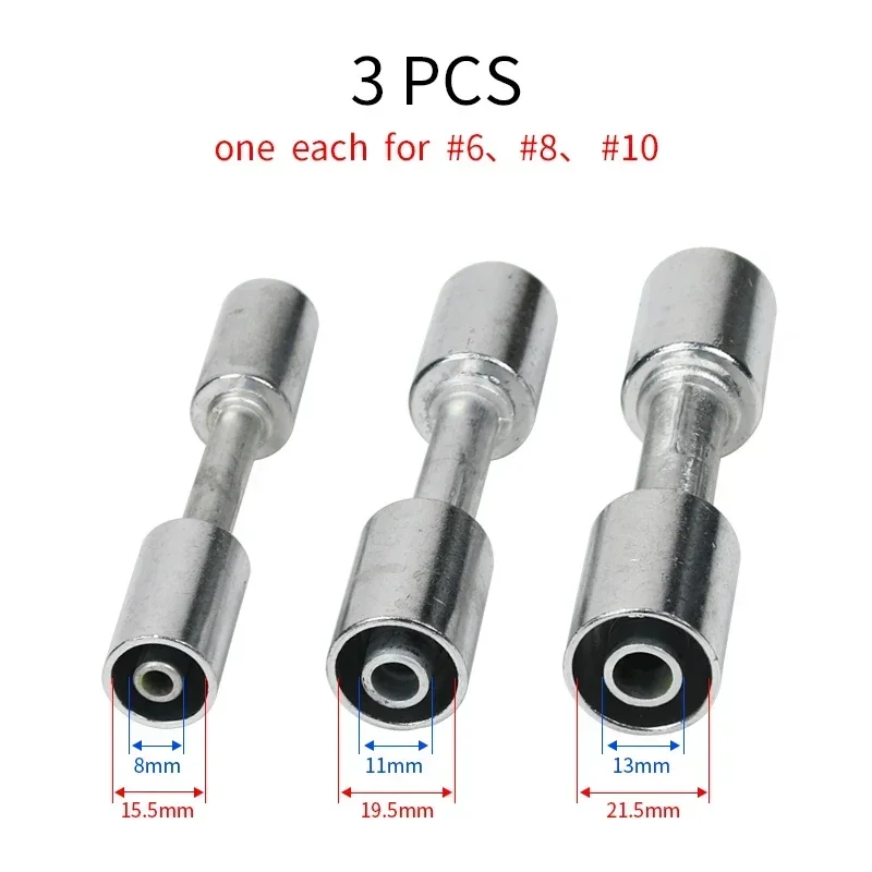 Car Air Conditioning Hose Retrofit Crimp Straight Fitting Aluminum Alloy #6 #8 #10 for A/C Reduced Barrier Hose 3/8 1/2 5/8
