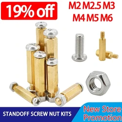 M2 M2.5 M3 M4 M5 M6 Hexagon Motherboard PCB Standoff Screw Brass Bracket Board Rack Stud Thread Hex Pillars Spacers Bolt Nut Kit