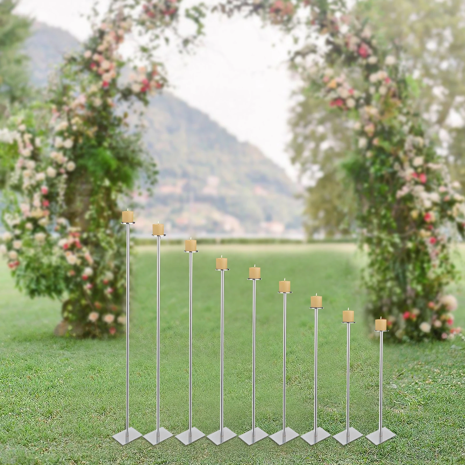 

DIY 9 Candelabra Floor Candle Holders Centerpiece for Tealight Set Wedding Decor