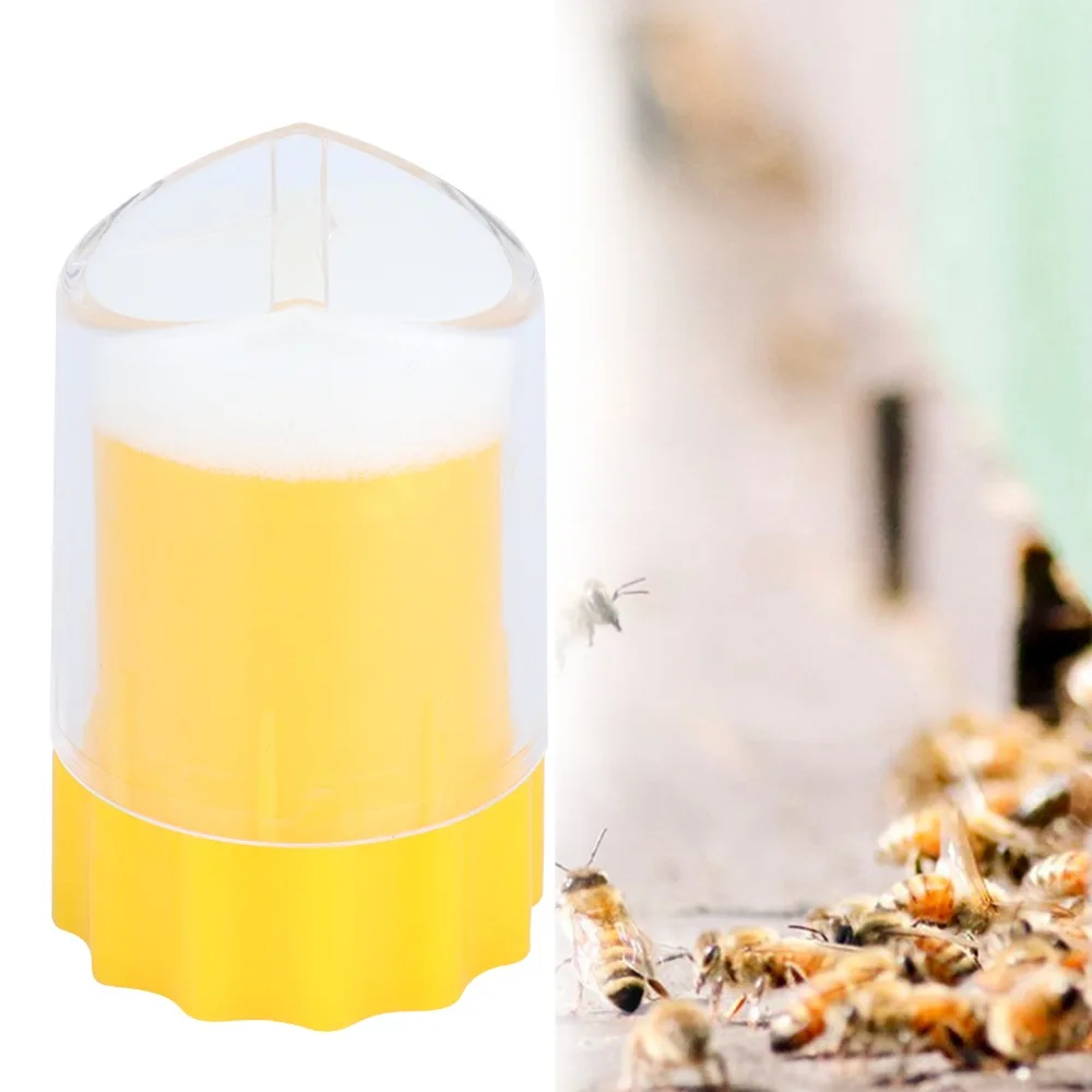 2pcs Plastic Bee Marking Bottle Triple Component Construction Soft Foam Interior Bee Holding Container Yellow Knurled Twist Base