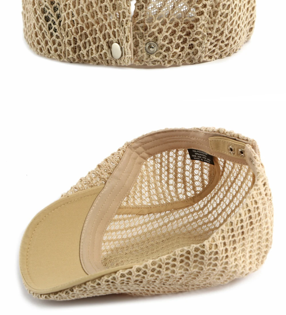 HT5098 Herren- und Damen-Baskenmützen für Frühling und Sommer, Atmungsaktive Künstler-Baskenmütze mit Lochmuster, Verstellbare Baskenmützen – Detail 12