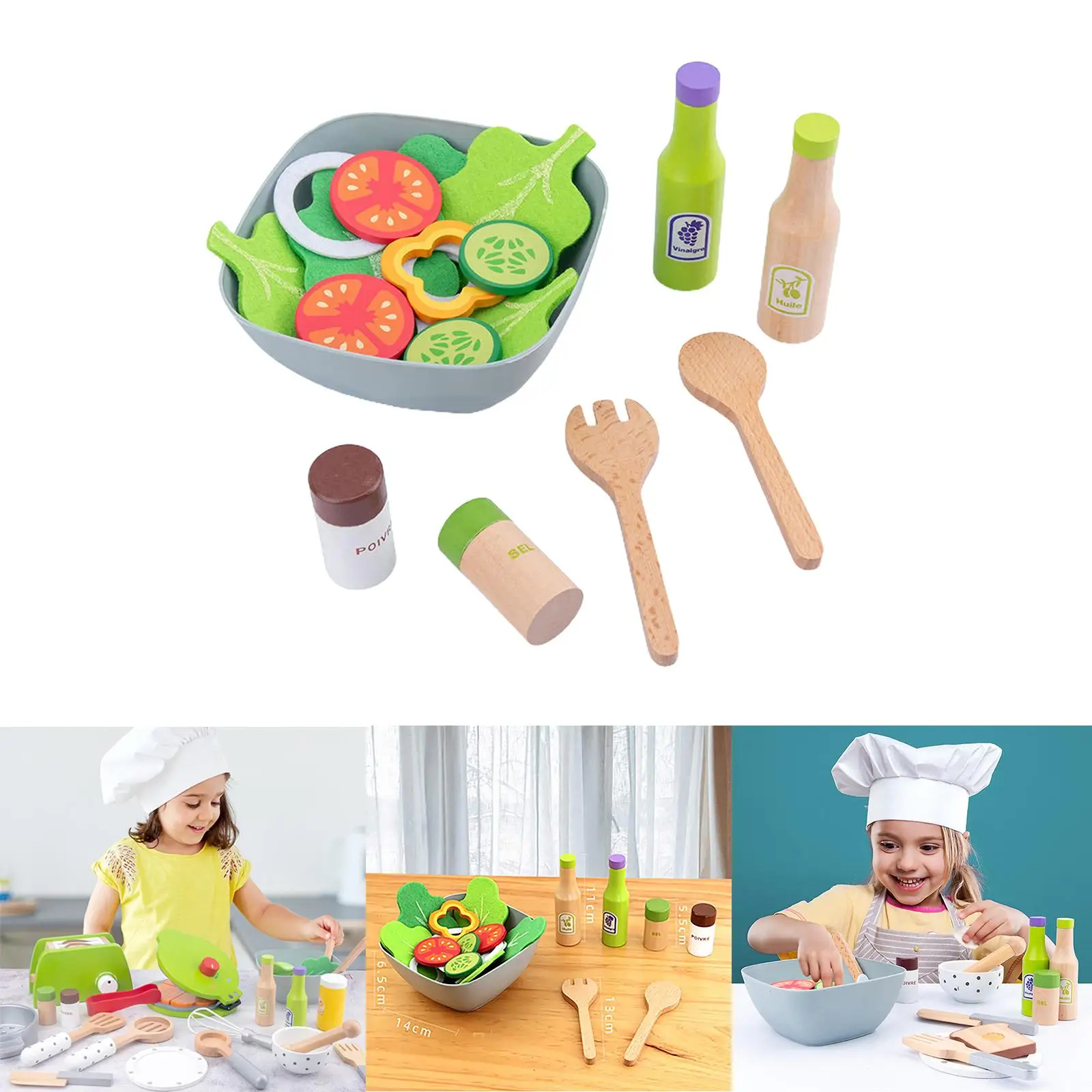 Pretend Play Kitchen Fruit Vegetables Salad Toys Children Montessori Gift