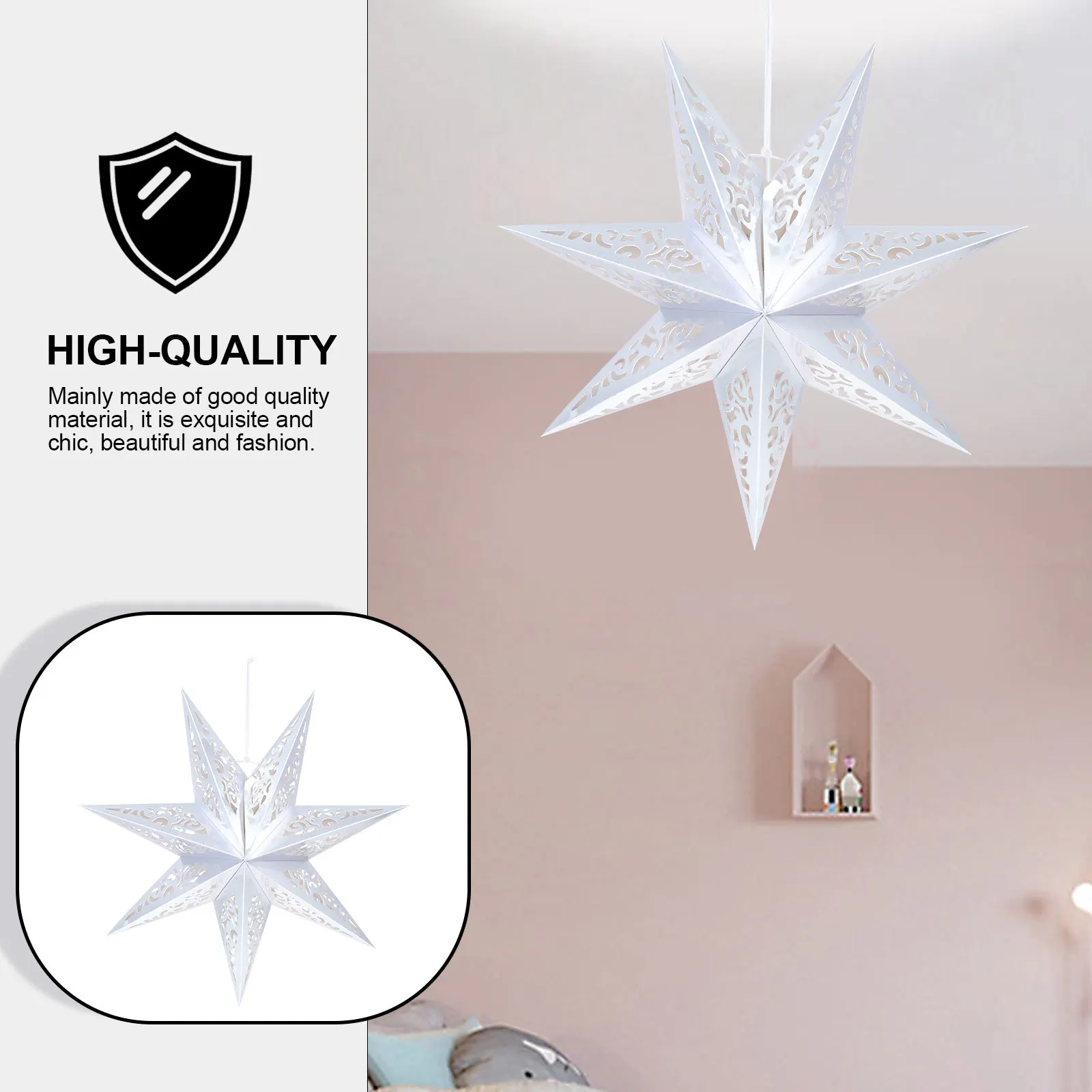 

2Pcs Christmas Star Lampshade Paper Hanging Lamp Cover Decorative Hollow Star Light Cover Nordic Home Party Festival Lamp