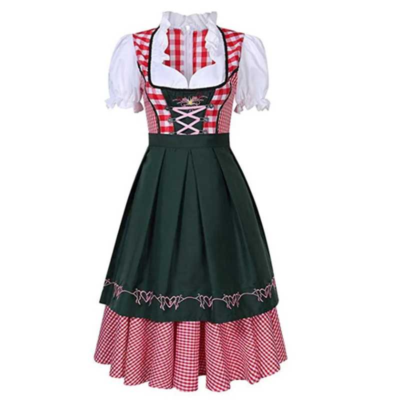 Tradicional bávaro Oktoberfest Traje Meninas Mulheres Dirndl Vestido Com Vestidos de Avental Cosplay Maid Traje Tavern Garçom Roupas