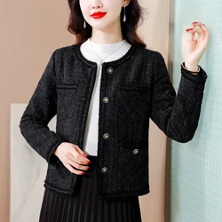 Tweed-inspired Short Jacket: 2023 Autumn New Textured Tweed Blazer, Elegant Black Outerwear for Women, Autumn and Winter Fashion