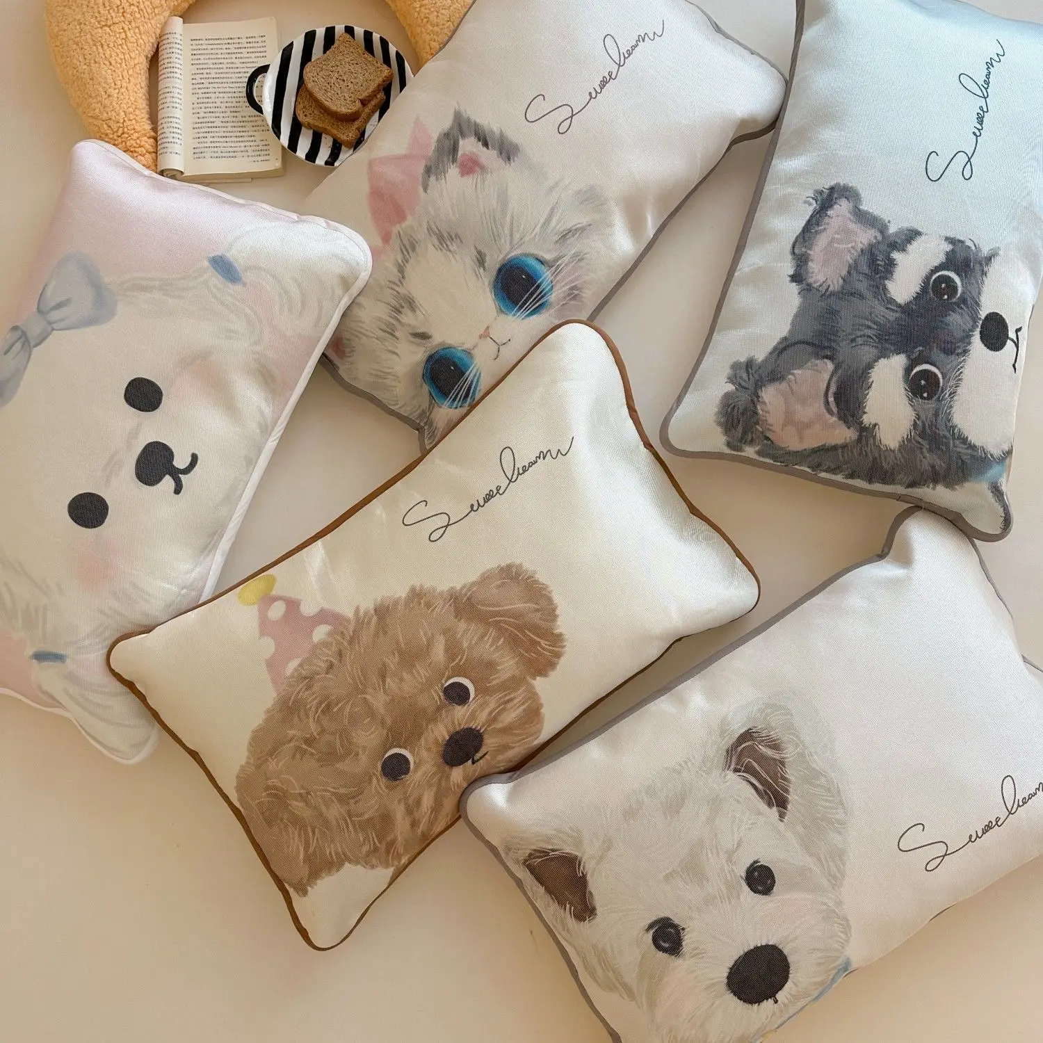 2Sizes Household Bedroom Decoration Pillowcase Children's Summer Washable Student Pillowcase Cute Animal Cool Pillowcase LF877