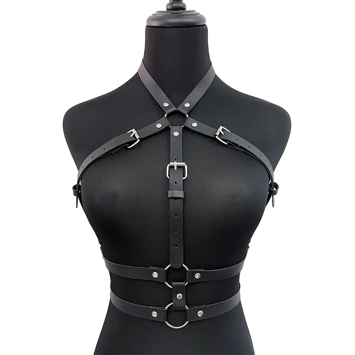 Sexy Bra Bondage Harness for Women, Leather Lingerie with Chain, Chest Harness Belt, Gothic Clothing, Festival Rave Outfit