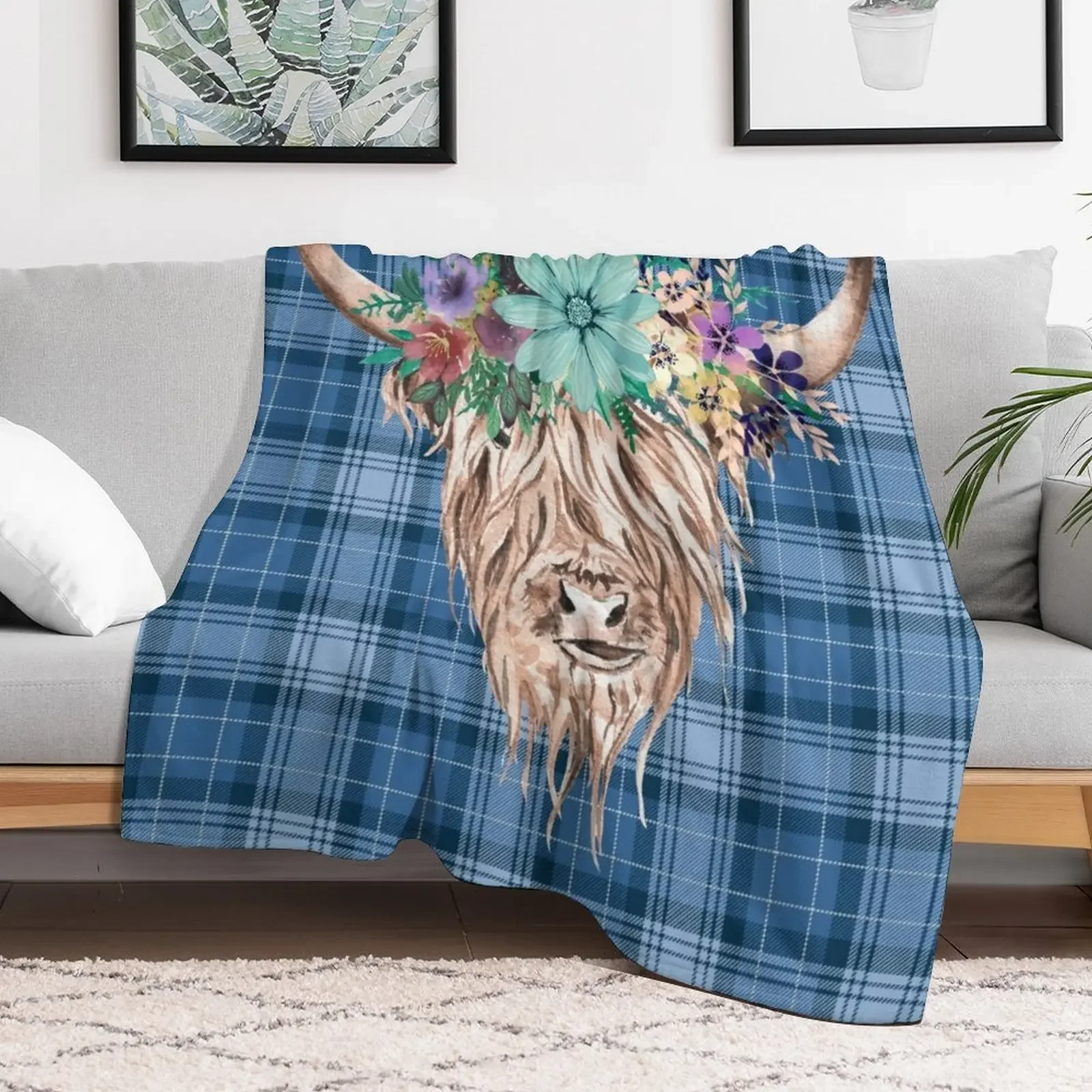 Scottish highland cow tartan braveheart Throw Blanket cosplay anime Luxury Brand sofa bed Sofas Blankets