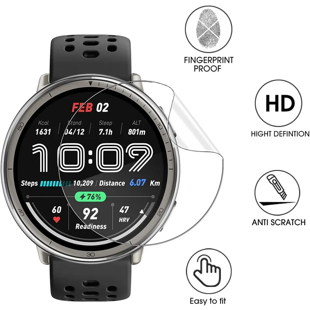 1-3Pcs For Amazfit Active 2 Watch Clear Slim Soft TPU Hydrogel Film For Amazfit Active 2 Screen Protector Curved Soft Edge