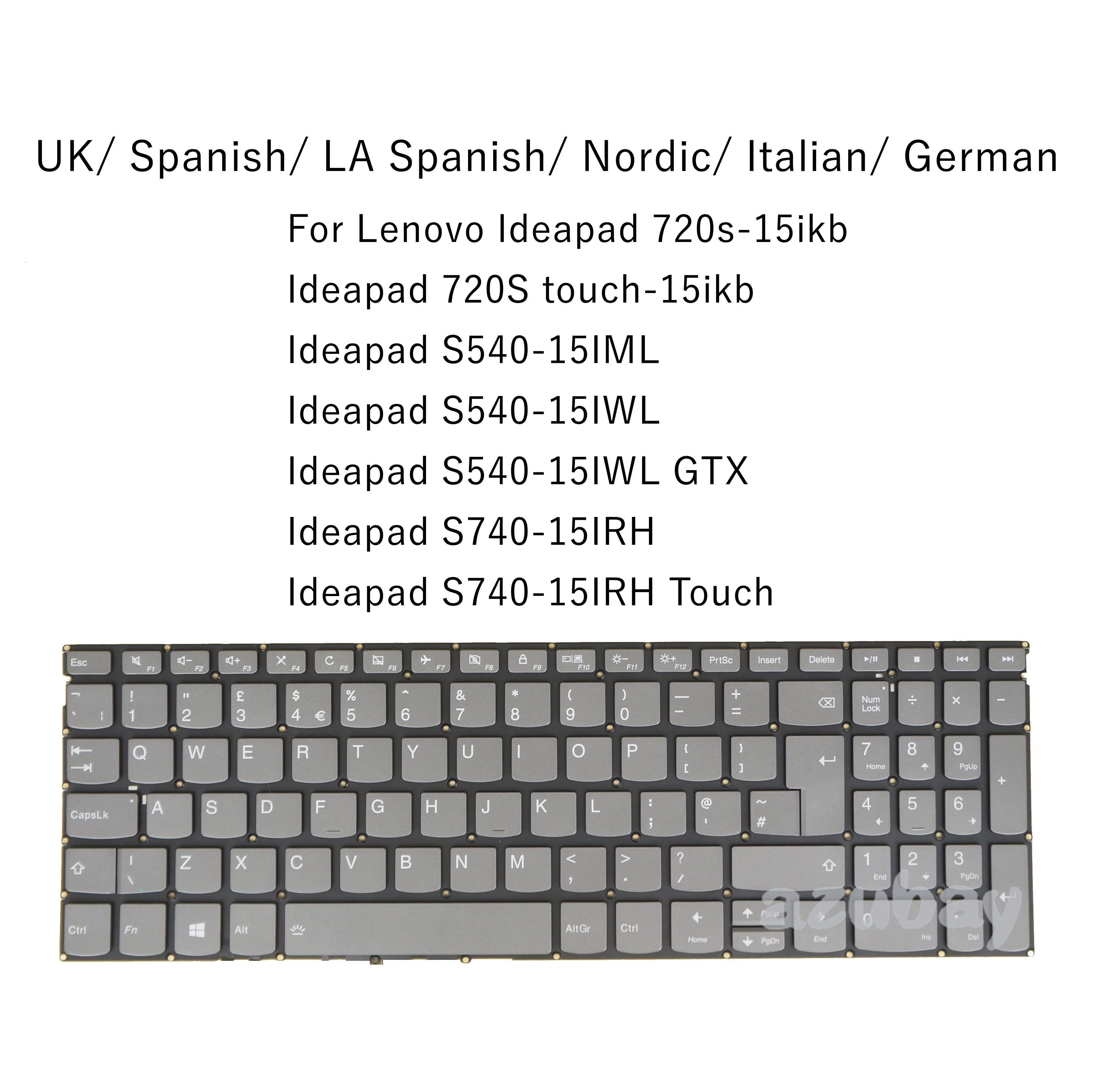 

UK Spanish Nordic Italian German Keyboard For Lenovo Ideapad 720s-15ikb 720S touch-15ikb S540-15IWL GTX S740-15IRH Touch Backlit