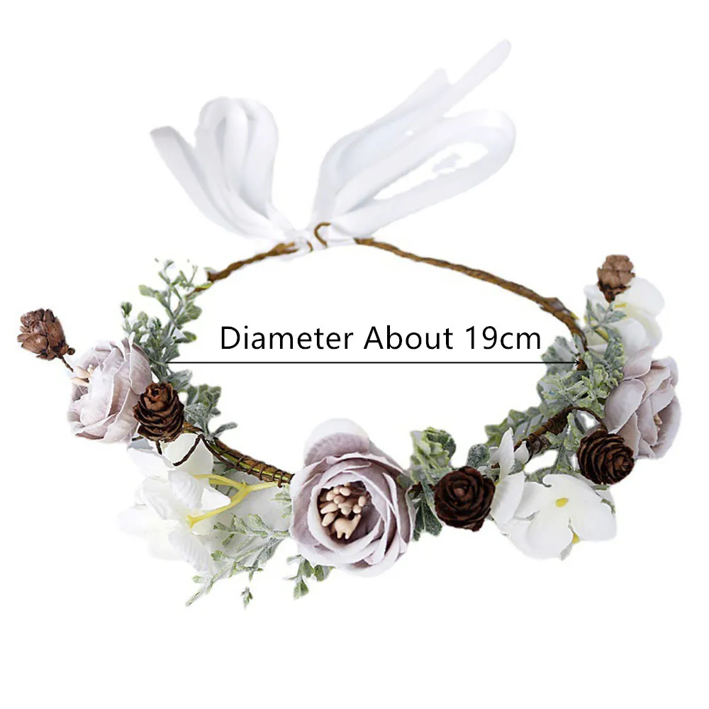 Bohemian Flower Crowns Bride Wedding Wreaths Hair Accessories Floral Garland Flower Headbands Braided Headpiece For Women Girls