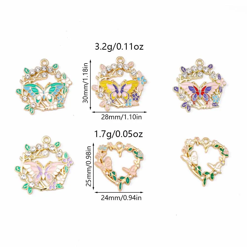 Leslie 10 stücke Neue Exquisite Blume Schmetterling Charms Emaille Schmetterling Anhänger Für Frauen DIY Halskette Ohrringe Schmuck Geschenke – Detail 1