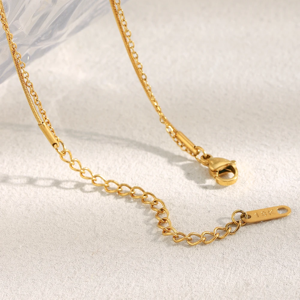 E.B.belle PVD-beschichteter Edelstahl, doppellagige Schlangen-O-Ketten-Halskette, stapelbarer Statement-Schmuck für Damen – Detail 5