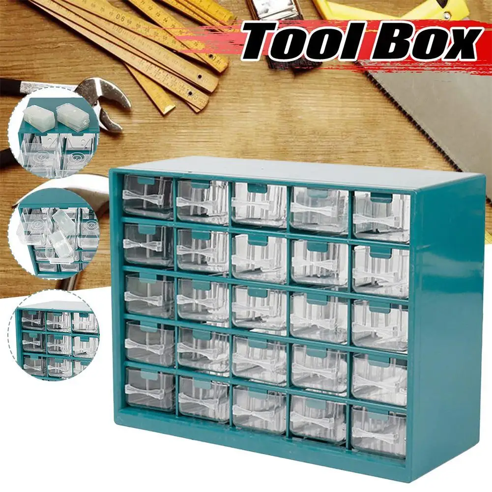 25-grids Transparent Drawer Parts Storage Boxes Compartmentalizable Tool Storage Cabinet ABS Plastic Hardware Classification Box