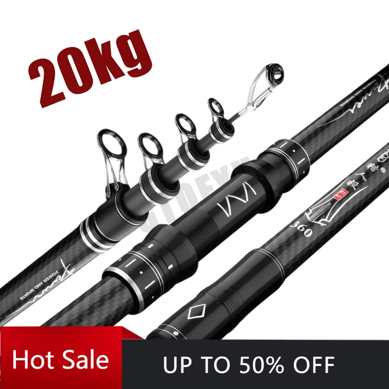 

3.0M-4.5M Telescopic Fishing Rod Carbon Portable Spinning Fishing Pole for Boat Saltwater Freshwater Surfcasting Baitcasting Rod