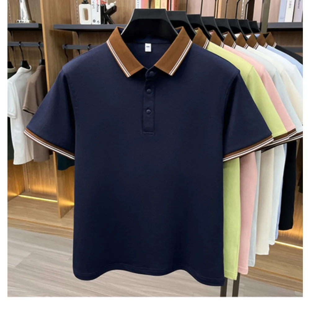 

Men's Short Sleeve Polo Shirt Collared T-Shirt Multi-Color Options Quirky Patchwork Street Fashion Korean Y2K Style Premium