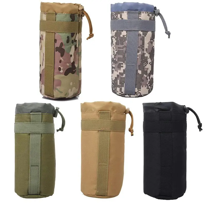 New water cup set outdoor mountaineering kettle camouflage thermos cup bag wear-resistant universal portable MOLLE waist hanging