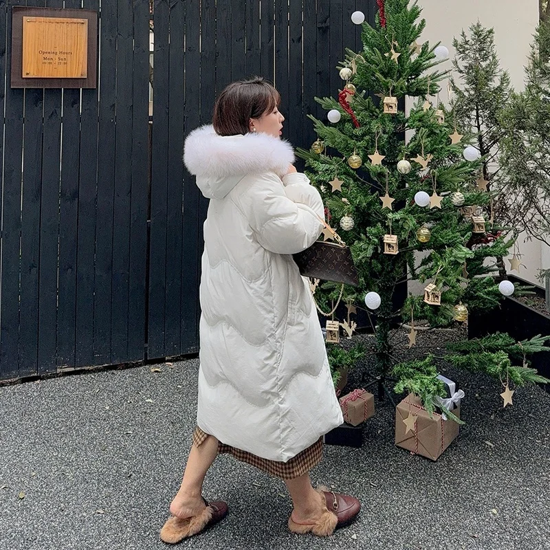 

Пуховик Thiened White Du средней длины, теплый, с меховым воротником, для повседневной носки, весна-осень-зима