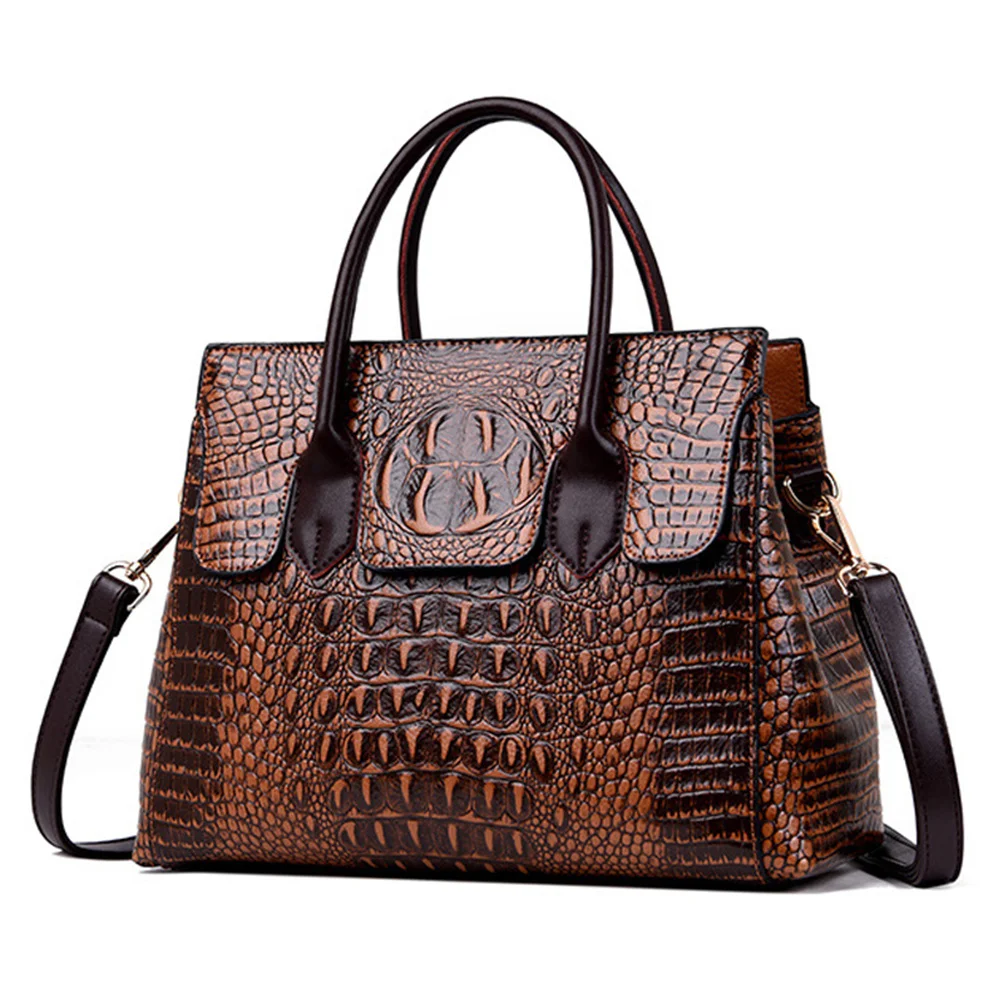 

Women Leather Handbags Alligator Luxury Bags Designer High Quality Messenger Bag Retro Totes